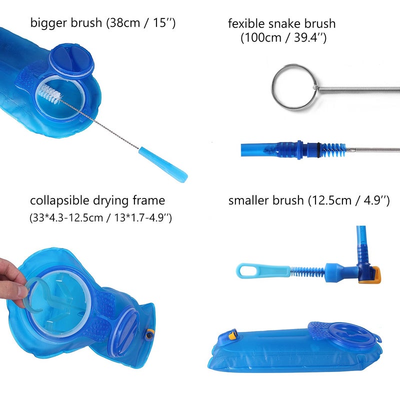 Unigear Hydration Bladder, 1.5L/2L/2.5L/3L Water Bladde Non-BPA and odorless for Backpacking, Biking, Hiking and Camping (Blue with Cleaning kit, 2.5L) - Image 5